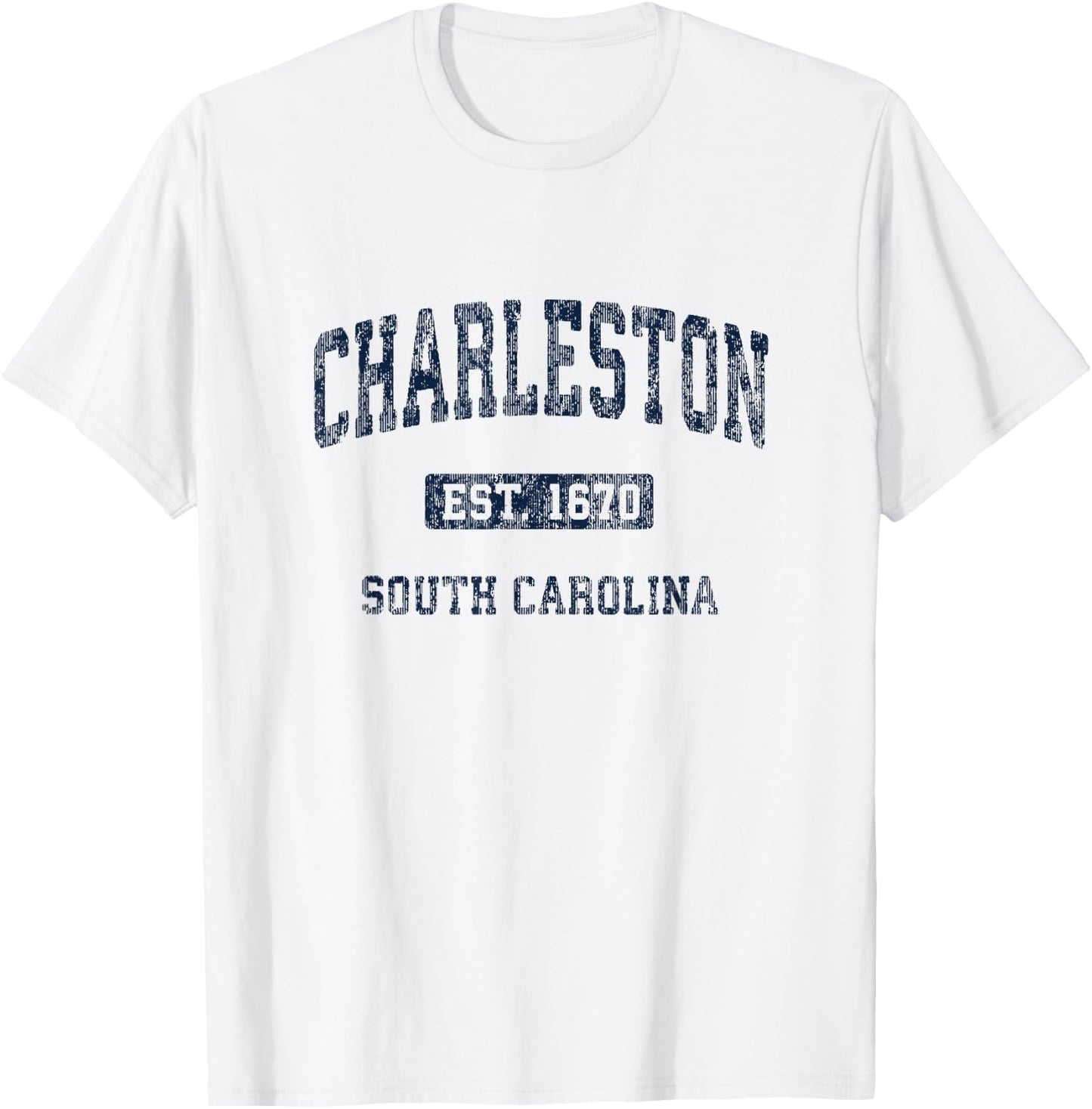 Charleston South Carolina SC Vintage Athletic Sports Design T-Shirt - T-Shirt | White