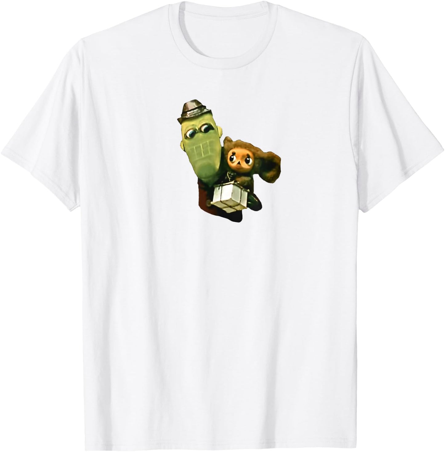 Cheburashka and Crocodile Gena Funny Russian Graphic T-Shirt - T-Shirt | White