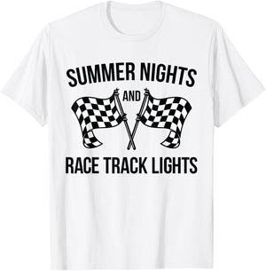 Summer Nights and Race Track Lights (racing shirt) T-Shirt - T-Shirt | White