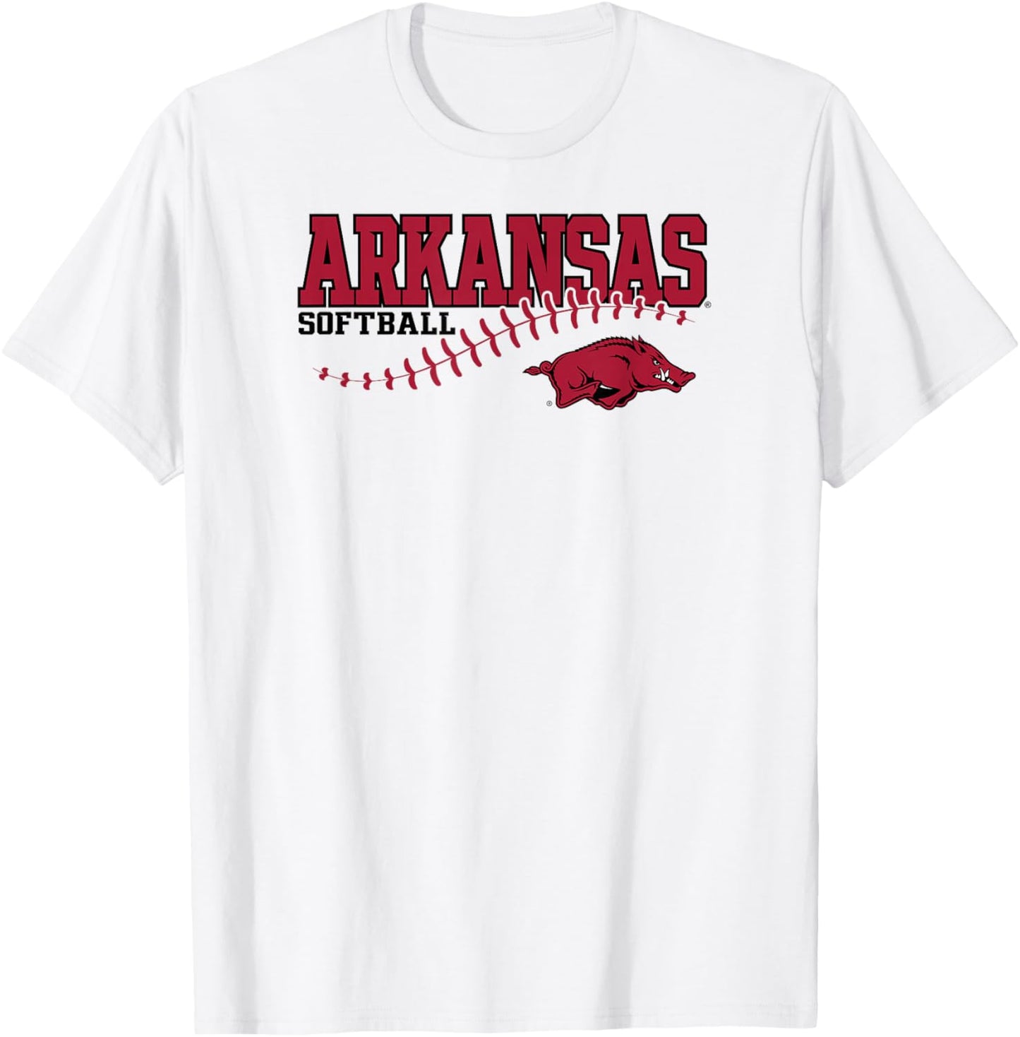 Arkansas Razorbacks Softball Laces Gray Officially Licensed T-Shirt - T-Shirt | White