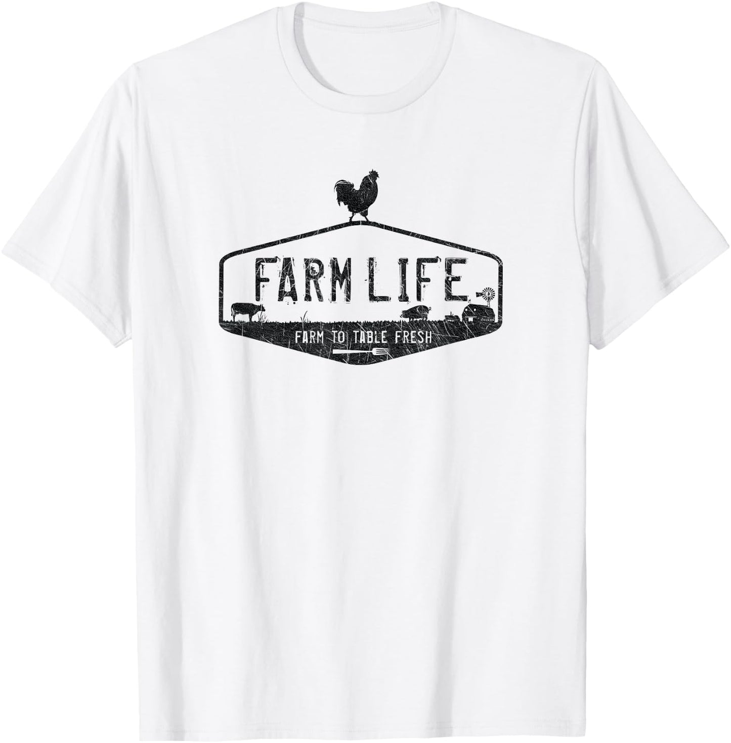 Farm Life , Livestock Distressed Graphic T-Shirt - T-Shirt | White