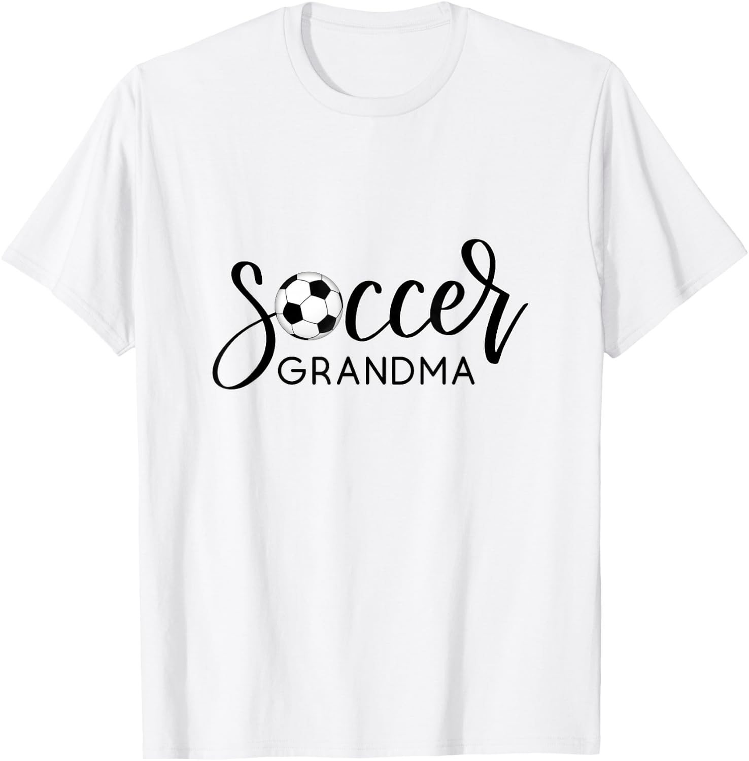 SOCCER GRANDMA Design with Soccer Ball and Hand Lettering T-Shirt - T-Shirt | White