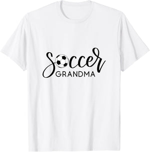 SOCCER GRANDMA Design with Soccer Ball and Hand Lettering T-Shirt - T-Shirt | White