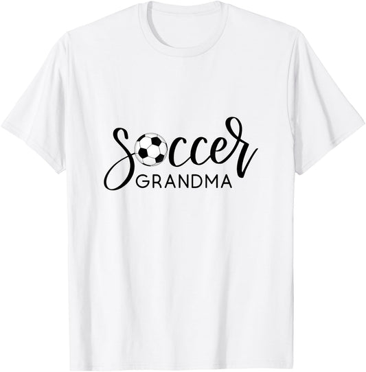SOCCER GRANDMA Design with Soccer Ball and Hand Lettering T-Shirt - T-Shirt | White