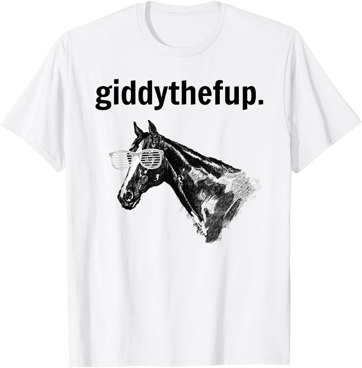 Funny Retro Horse Racing Gift: GIDDY THE F UP T-Shirt - T-Shirt | White