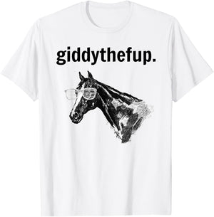 Funny Retro Horse Racing Gift: GIDDY THE F UP T-Shirt - T-Shirt | White