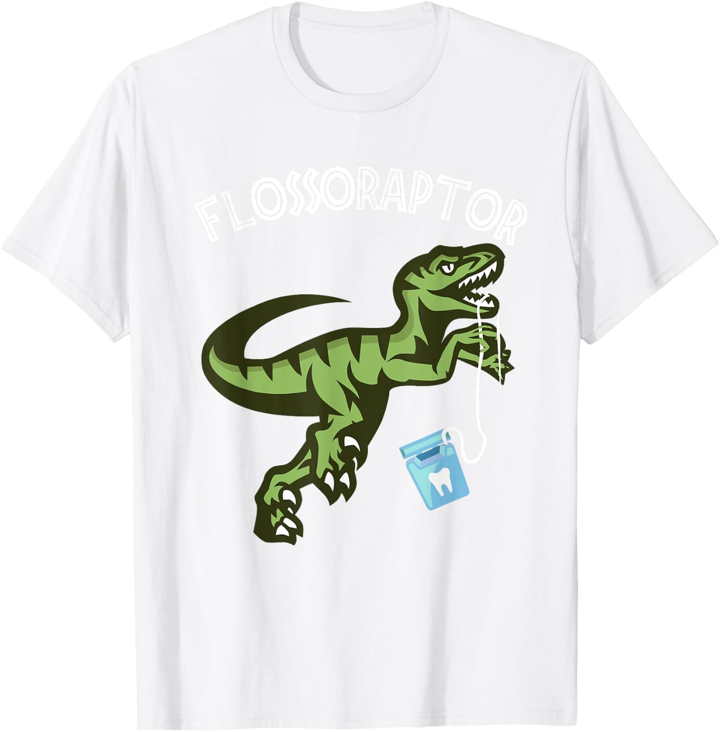 Floss Shirt - Funny Flossoraptor Dental Hygiene T-Shirt - T-Shirt | White