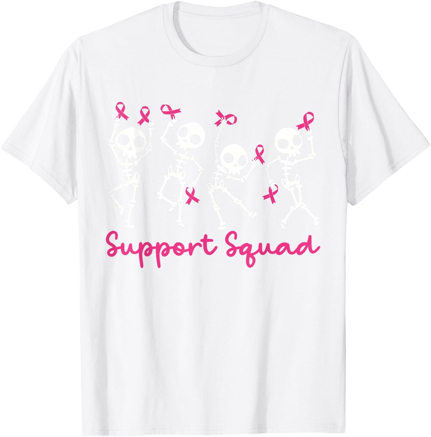 Support Squad Breast Cancer Awareness Skeleton Men Women Kid T-Shirt - T-Shirt | White
