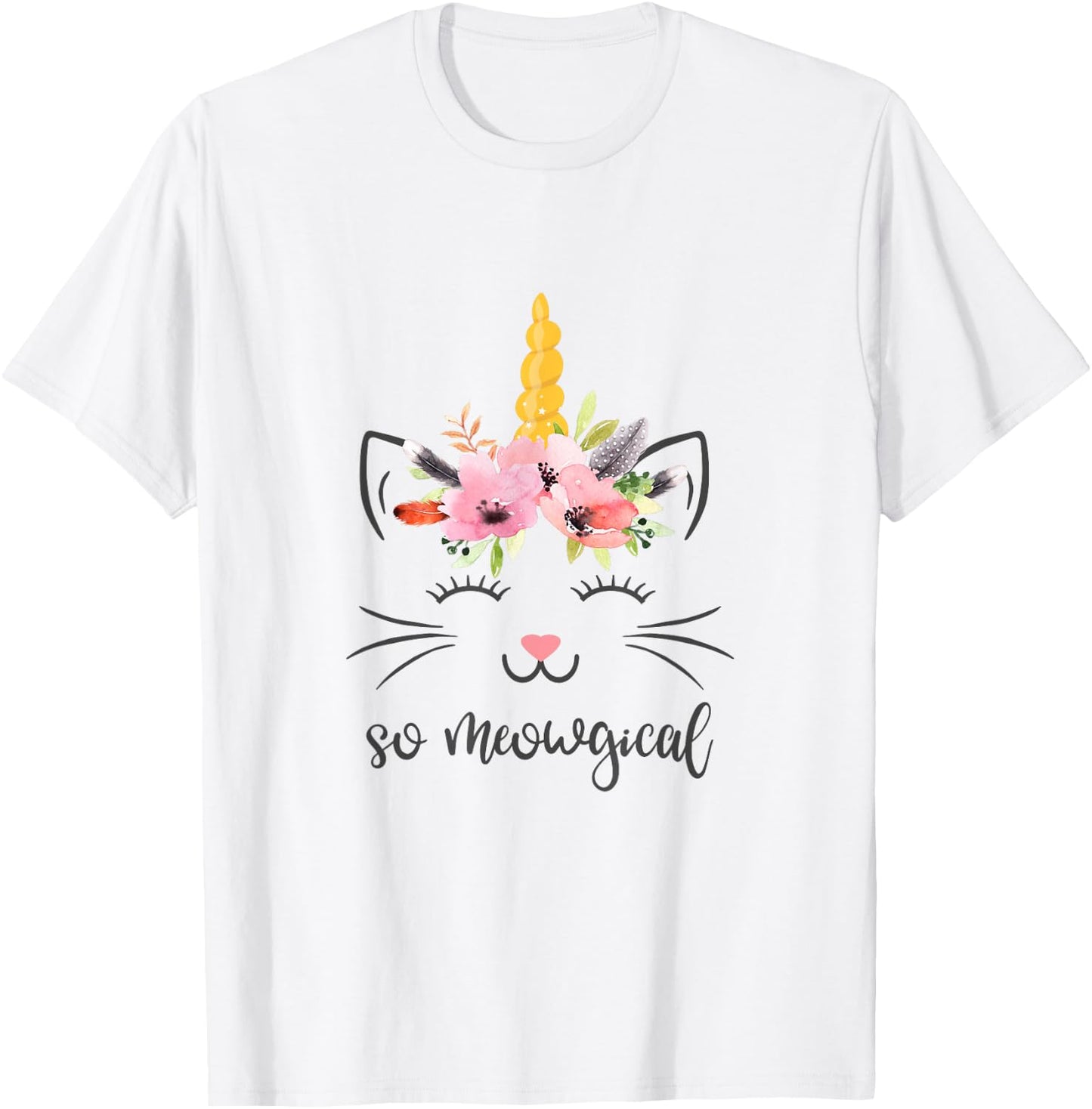 Meowgical Caticorn Cute Cat Unicorn Birthday T-Shirt - T-Shirt | White