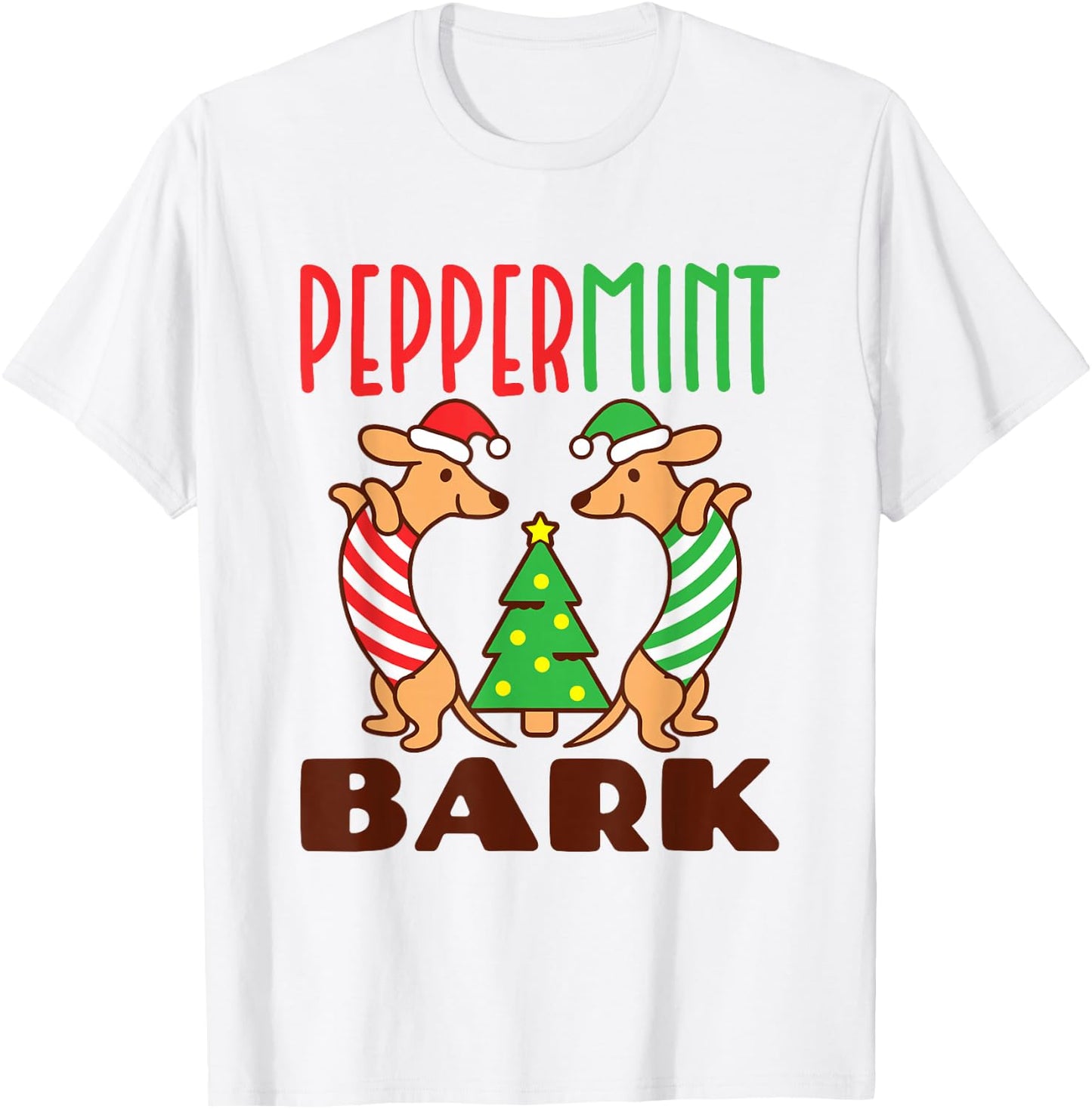 Peppermint Bark - Xmas Doxie Dachshund Pun Christmas T-Shirt - T-Shirt | White