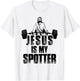 Christian Shirt Funny Gym Jesus Is My Spotter Gift T-Shirt - T-Shirt | White