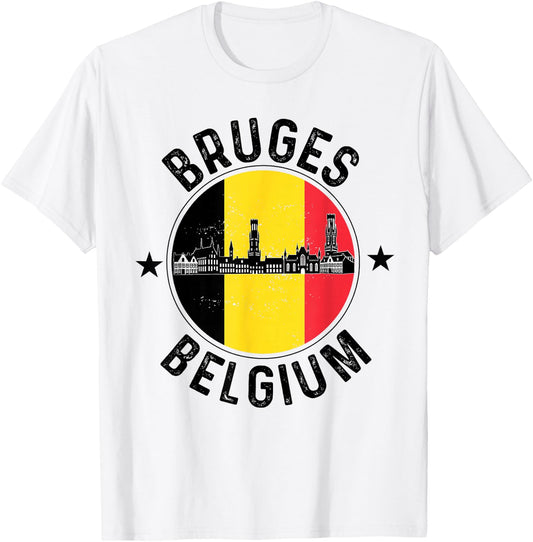 Bruges Belgium Souvenir Vacation Men Women Belgian Pride T-Shirt - T-Shirt | White