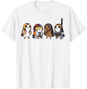 Star Wars Cute Porgs Dressed As Characters Portrait T-Shirt - T-Shirt | White
