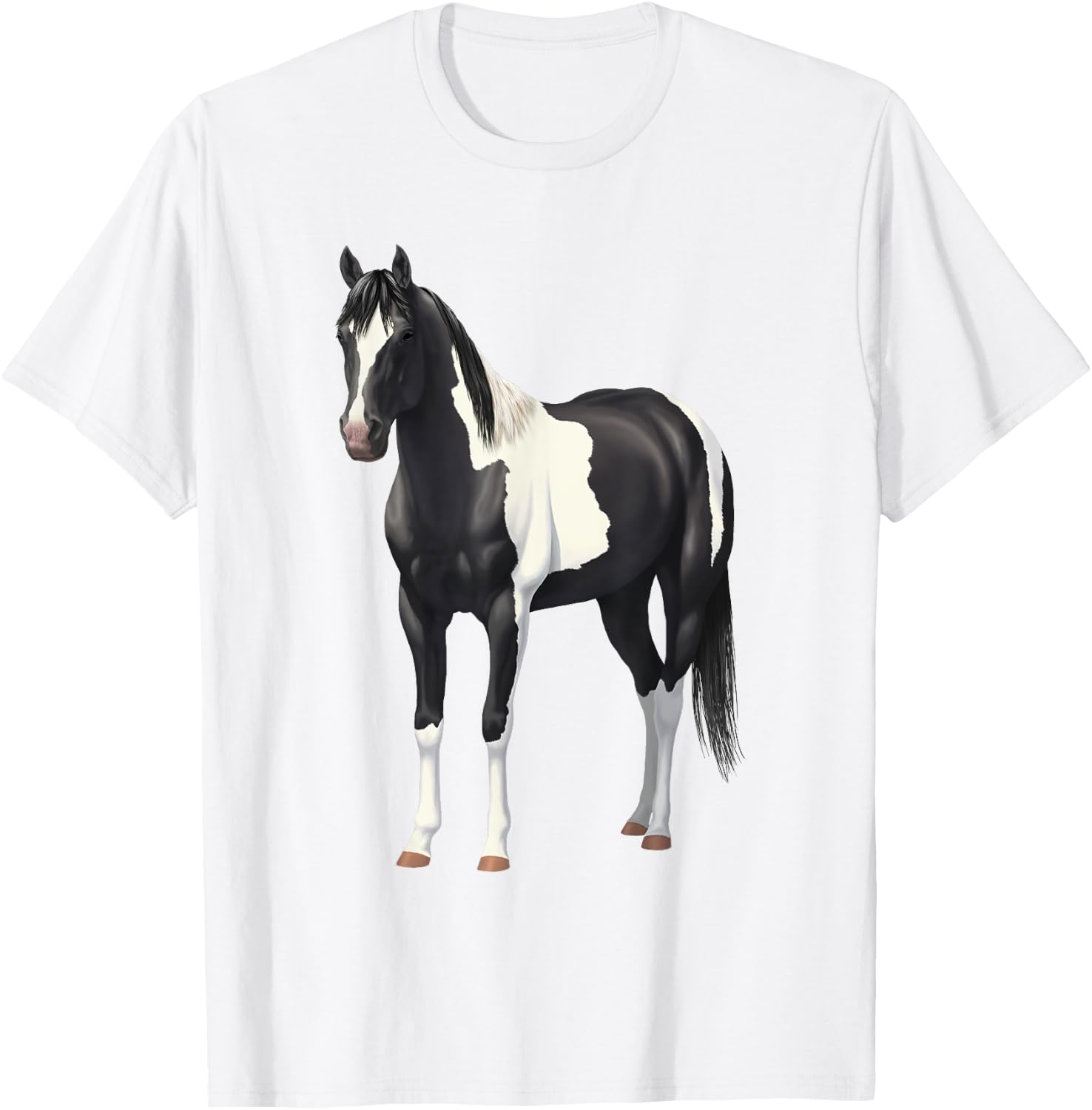 Beautiful Black Pinto Paint Horse Quarter Horse T-Shirt - T-Shirt | White