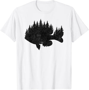 Bluegill Fishing Forest Treeline - Panfish Fisherman T-Shirt - T-Shirt | White