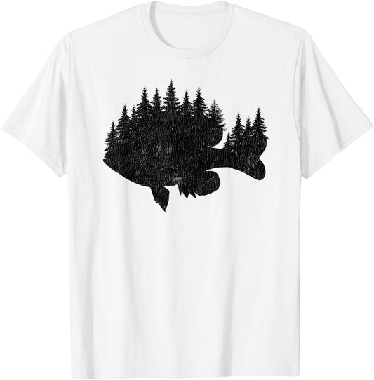 Bluegill Fishing Forest Treeline - Panfish Fisherman T-Shirt - T-Shirt | White