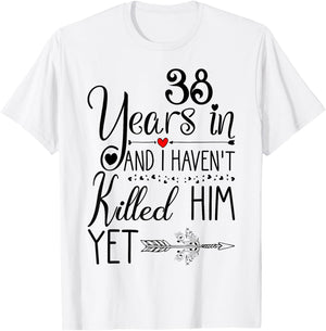 38th Wedding Anniversary Gift 38 Years of Marriage T-Shirt - T-Shirt | White