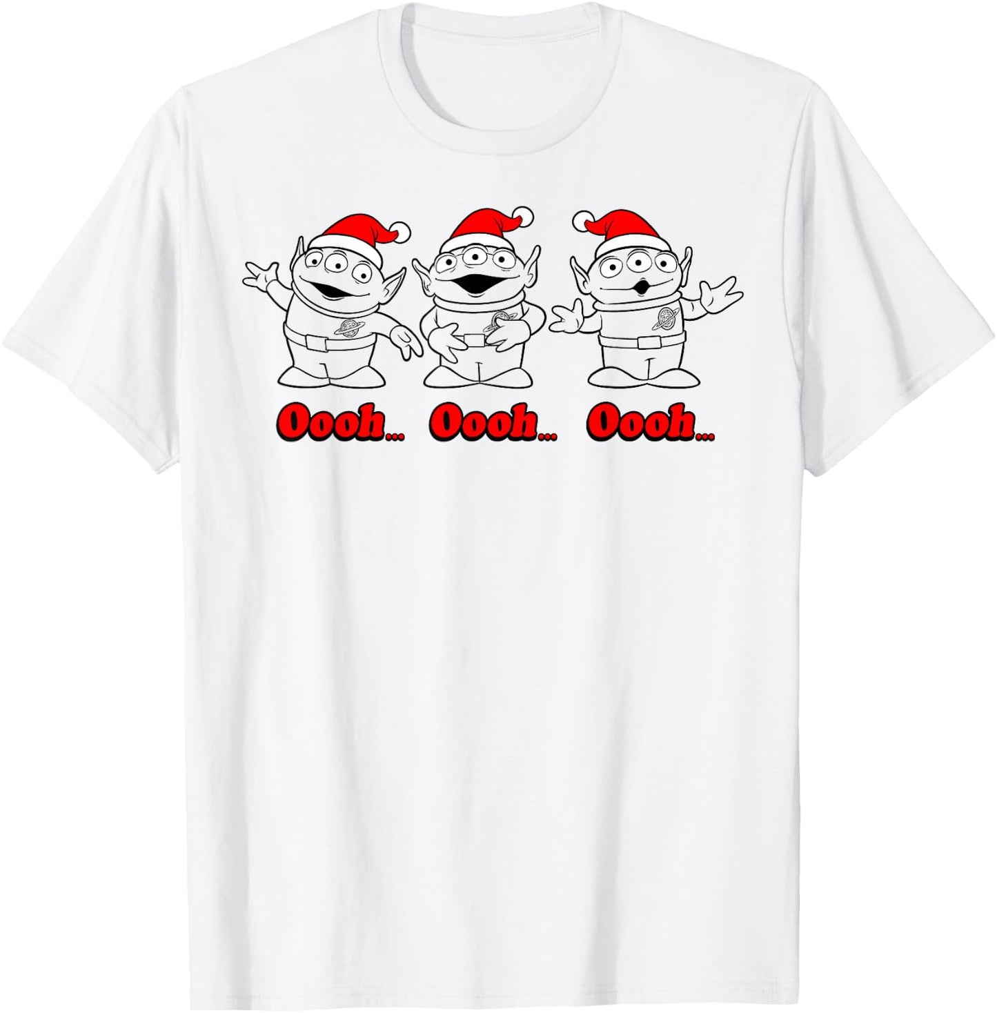 Disney Pixar Toy Story Christmas Aliens Santa Line Art Trio T-Shirt - T-Shirt | White
