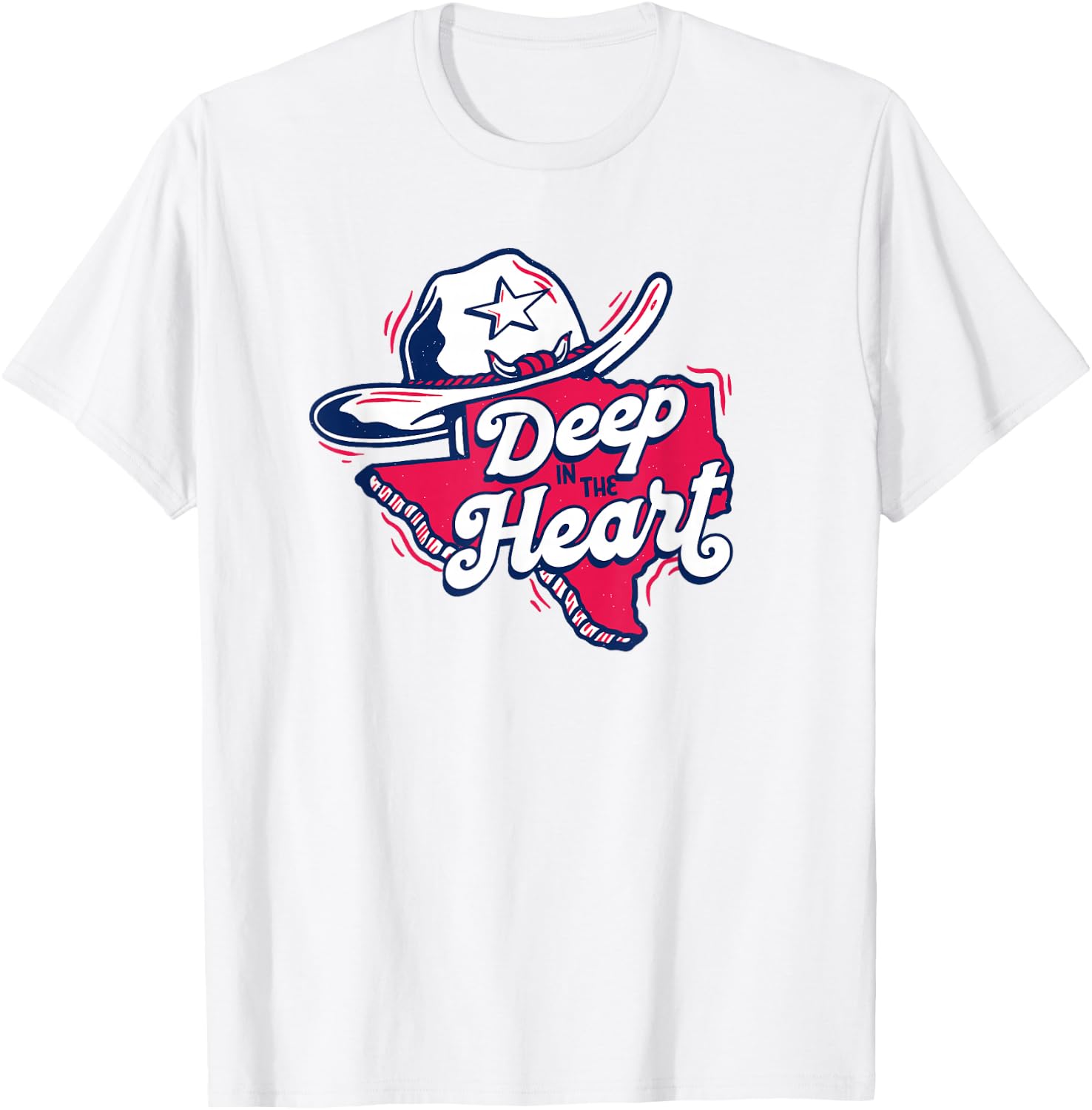 Deep in the Heart Vintage Texas Cartoon Proud Texan T-Shirt - T-Shirt | White