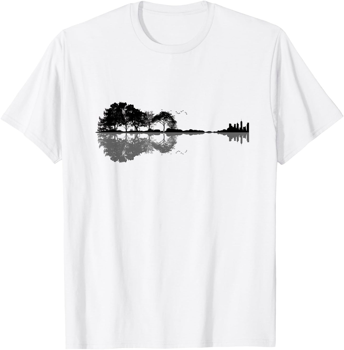 Acoustic Guitar Nature Forest Music Bass Guitarist Men Women T-Shirt - T-Shirt | White