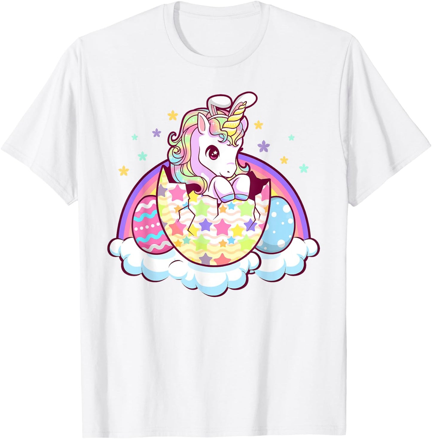 Happy Easter Unicorn Bunny Girls Kids Easter Eggs T-Shirt - T-Shirt | White