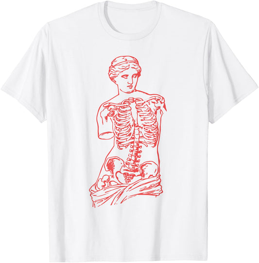 Venus Skeleton Vaporwave Aesthetic Soft Grunge T-Shirt - T-Shirt | White