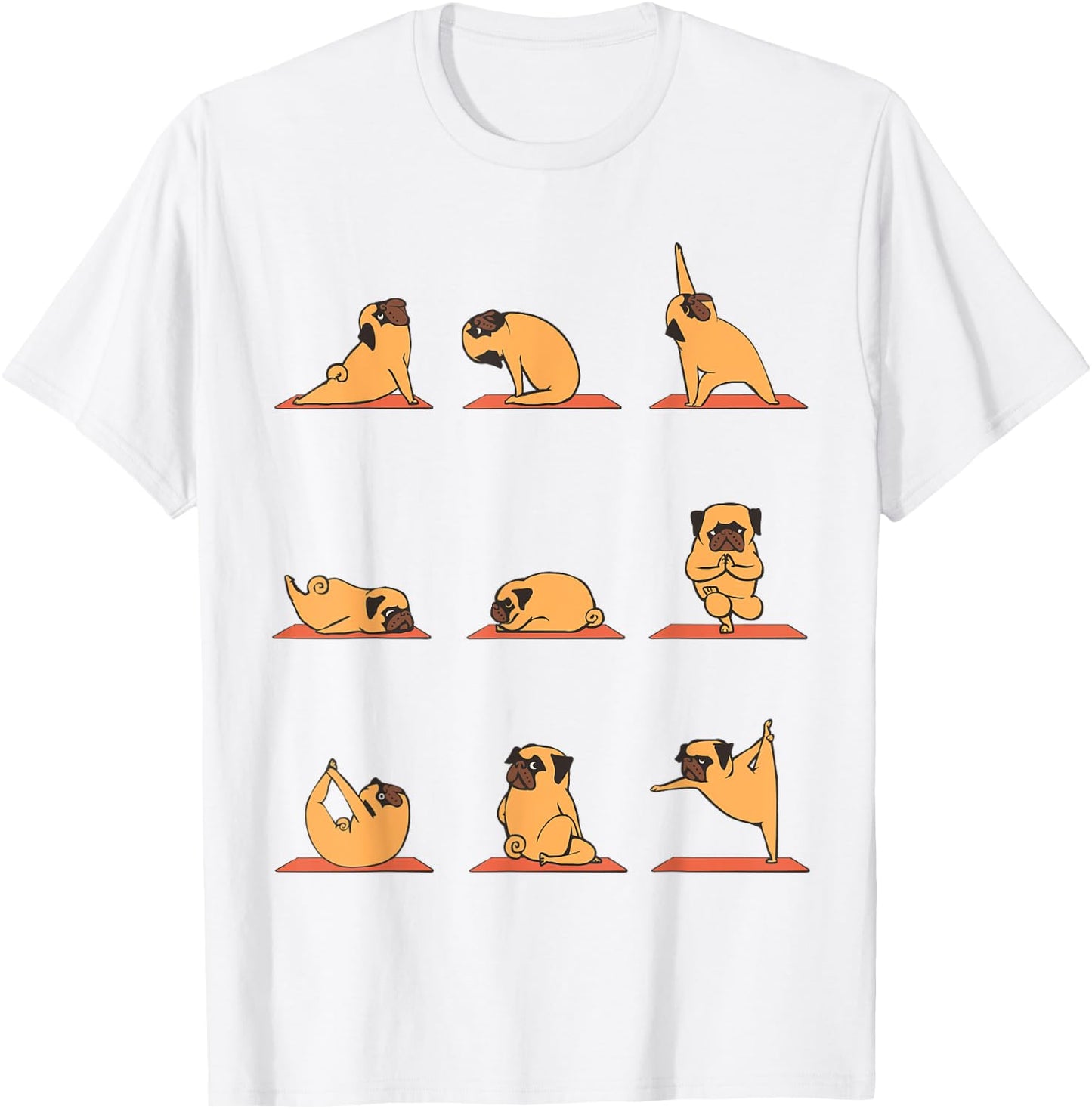 Pug Yoga Puppy Yoga Poses and Meditation Funny T-Shirt - T-Shirt | White