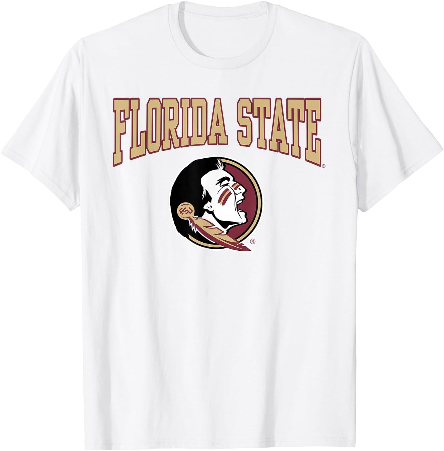 Florida State Seminoles Arch Logo Gray Officially Licensed T-Shirt - T-Shirt | White