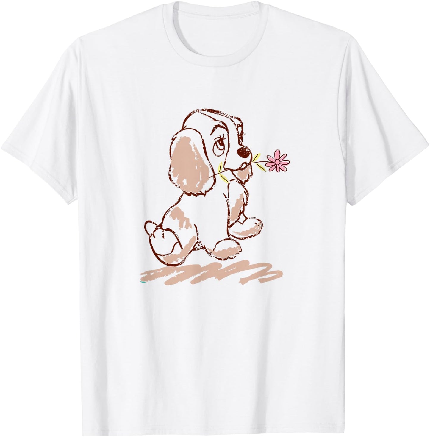 Disney Lady and The Tramp Lady Puppy Sketch T-Shirt - T-Shirt | White