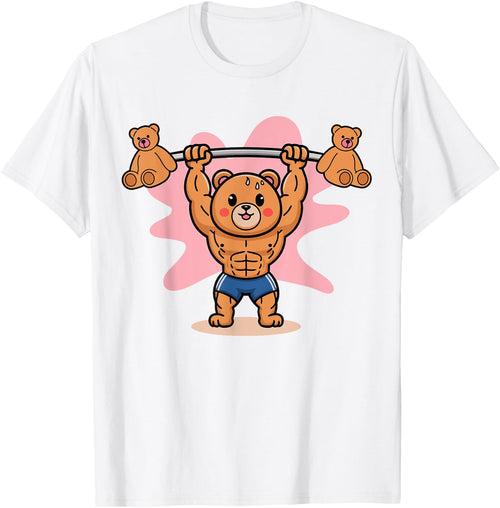 Funny Cute Teddy Bear Animal Lifting Weights Gym Workout