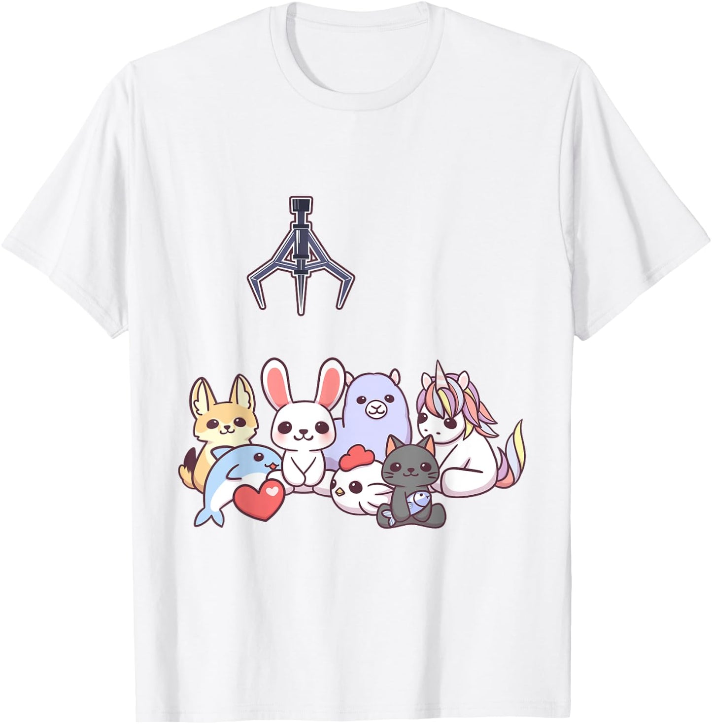 Claw Crane Machine Game Stuff Animal Unicorn Rabbit T-Shirt - T-Shirt | White
