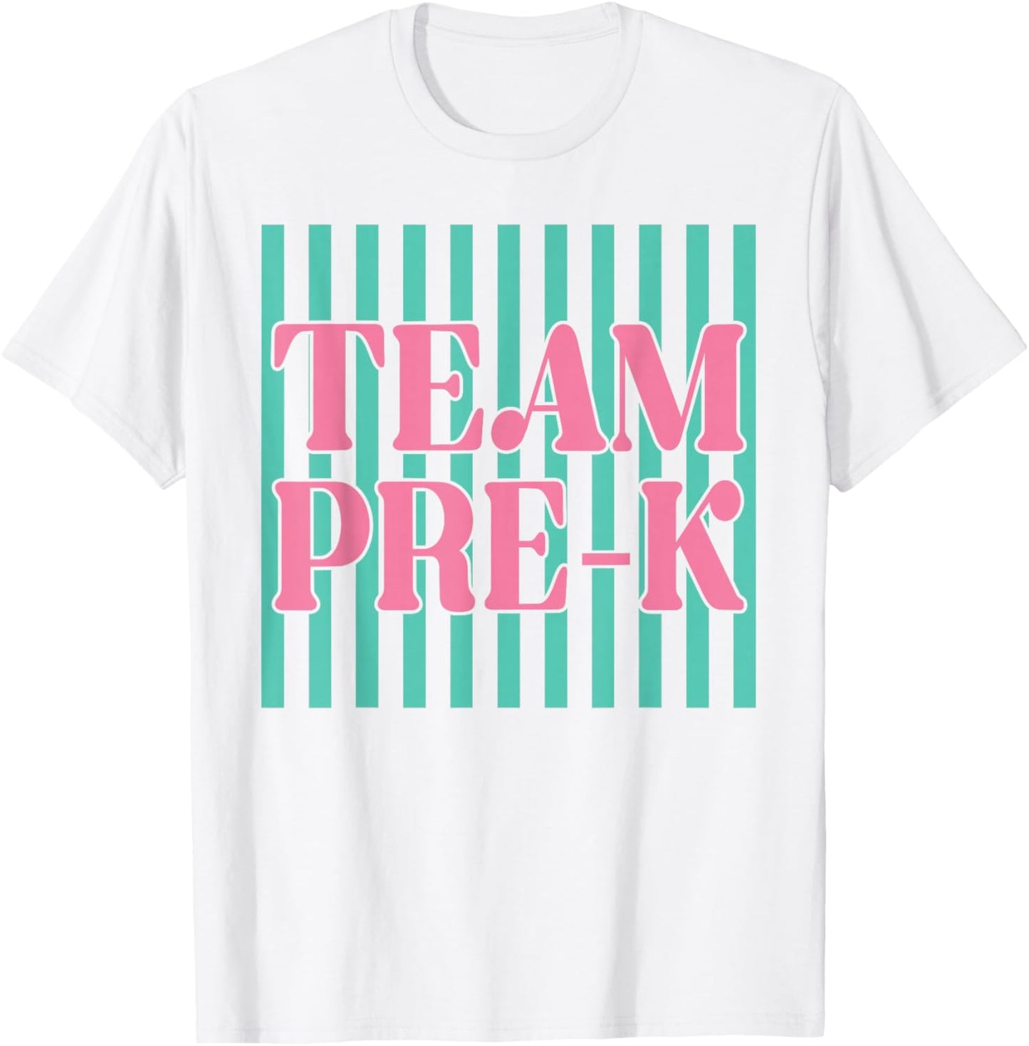 Striped Team Preschool Pre-K Back to School Teachers Kids T-Shirt - T-Shirt | White