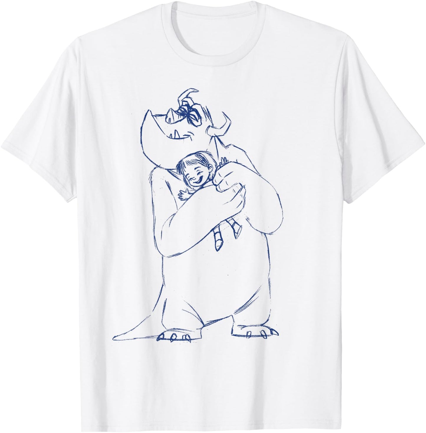 Disney Pixar Monsters, Inc. Mike & Boo Hug Fine Art Sketch T-Shirt - T-Shirt | White