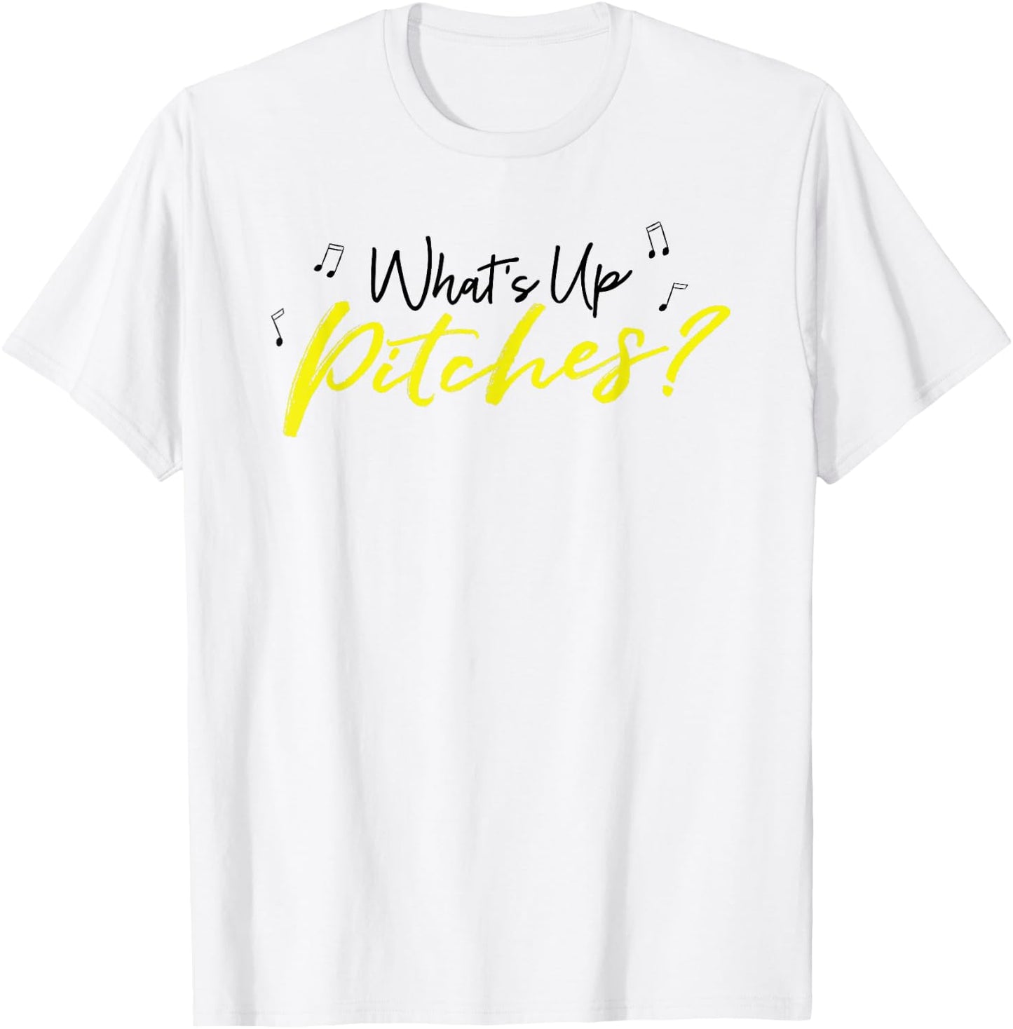 Pitch Perfect "What's Up Pitches?" Black & Yellow T-Shirt - T-Shirt | White