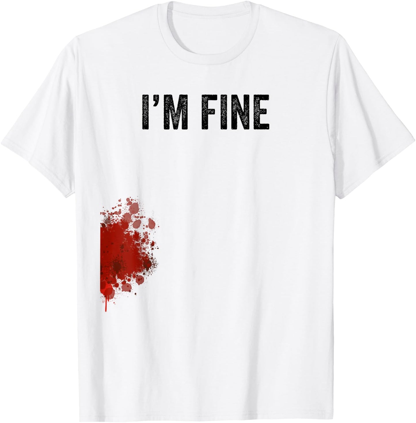 I'm Fine Graphic Zombie Slash Movie Halloween T-Shirt - T-Shirt | White