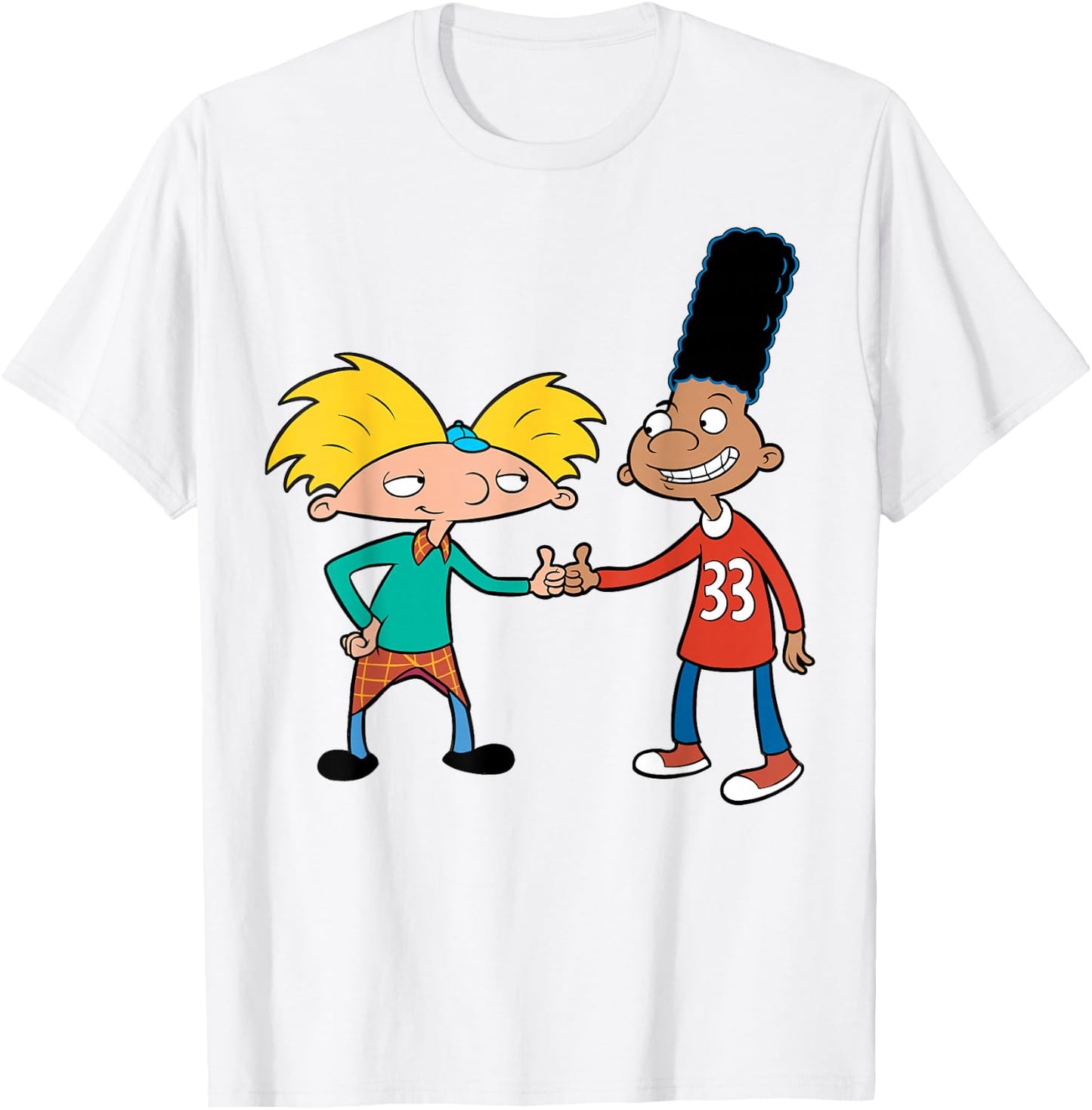 Nickelodeon Hey Arnold Gerald and Arnold Thumbs Up T-Shirt - T-Shirt | White