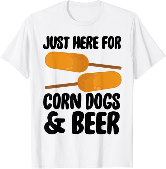 Corndog Costume Just Here For Corn Dogs & Beer T-Shirt - T-Shirt | White