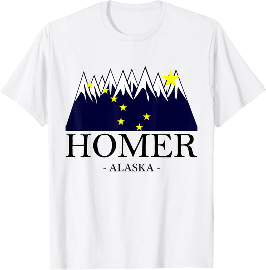 Homer Alaska - | Awesome Mountain - Gift T-Shirt - T-Shirt | White