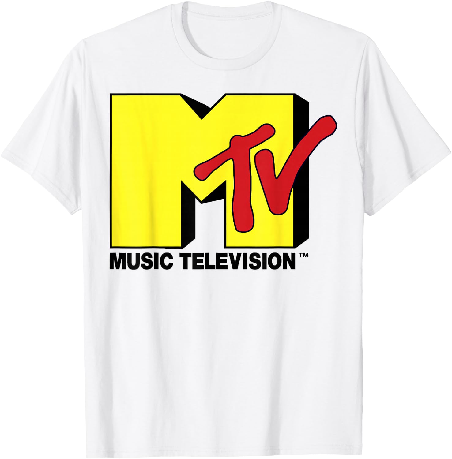 MTV Bright Yellow M & Red TV Logo Graphic T-Shirt - T-Shirt | White