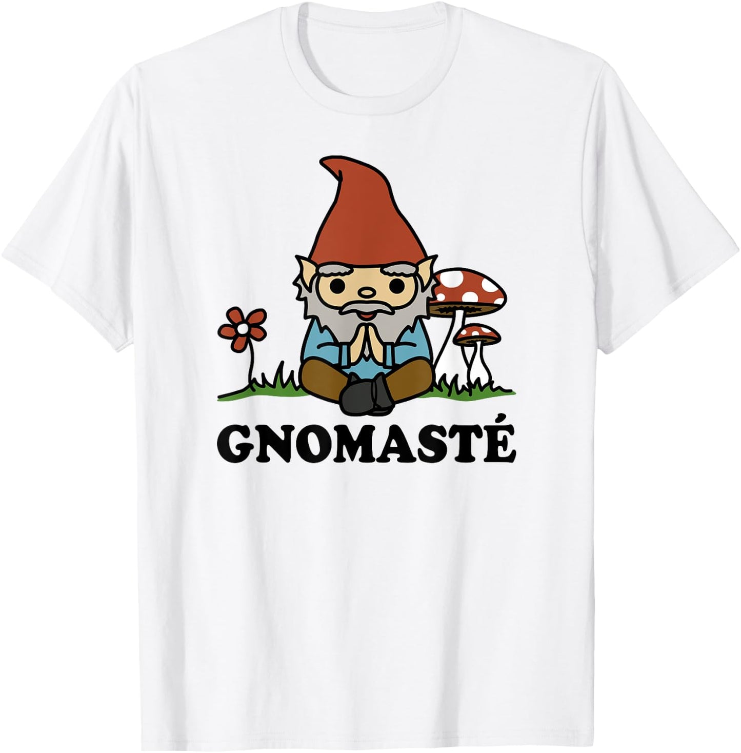 Gnomaste Cute Meditating Gnome Funny Yoga T-Shirt - T-Shirt | White