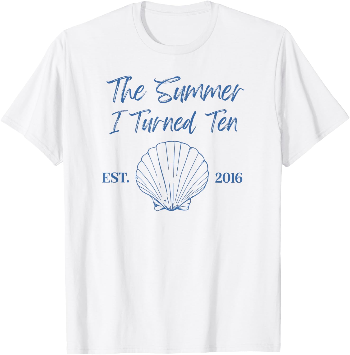 Summer I Turned Ten 10th Birthday Seashell Coastal Bow T-Shirt - T-Shirt | White