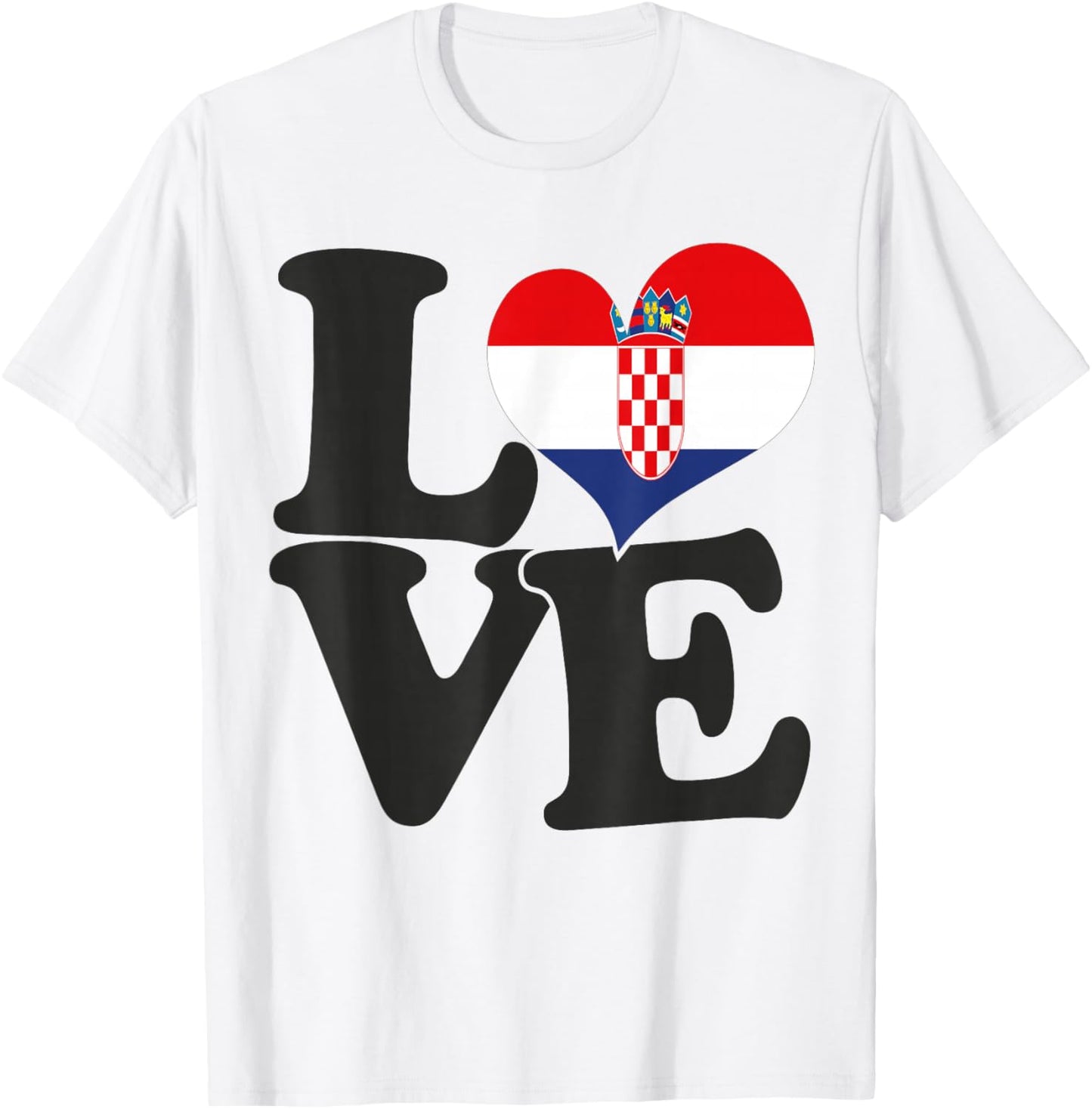 I Love Croatia Flag Heart Patriotic Travel T-Shirt - T-Shirt | White