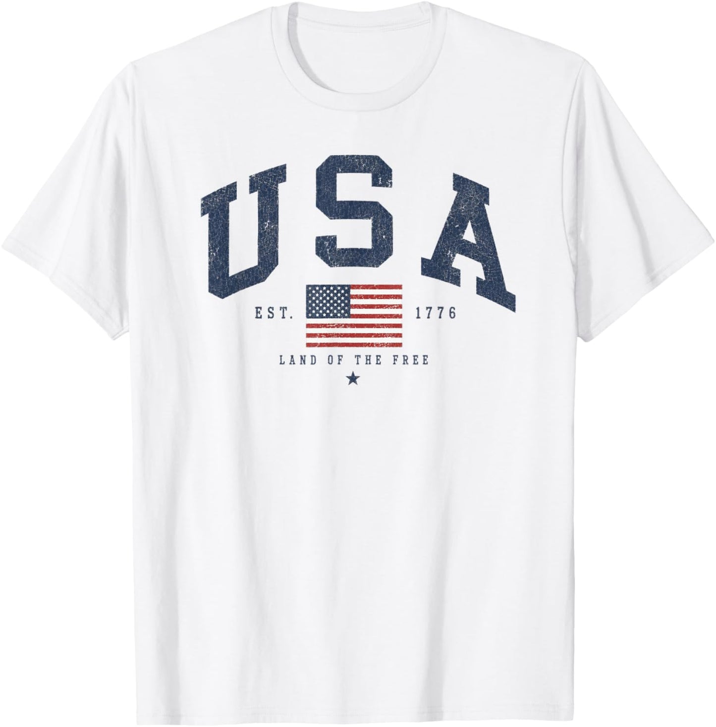 Vintage USA Flag Design for Fourth of July, Patriotic T-Shirt - T-Shirt | White