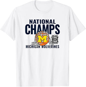 Michigan Wolverines 2026 National Champs Men's Bball Gray T-Shirt - T-Shirt | White