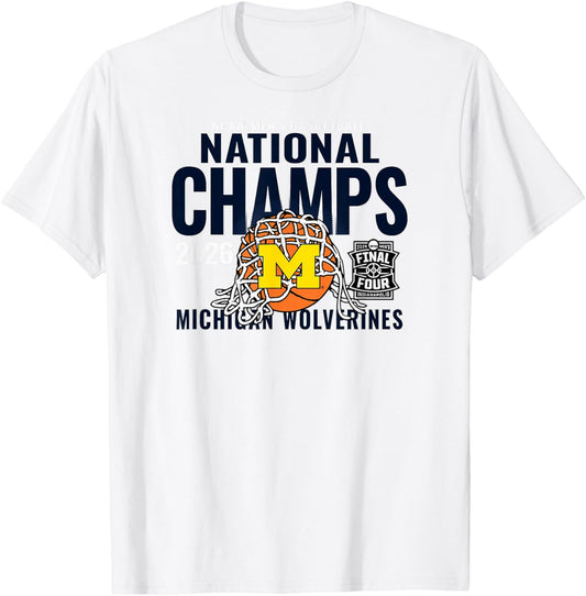 Michigan Wolverines 2026 National Champs Men's Bball Gray T-Shirt - T-Shirt | White