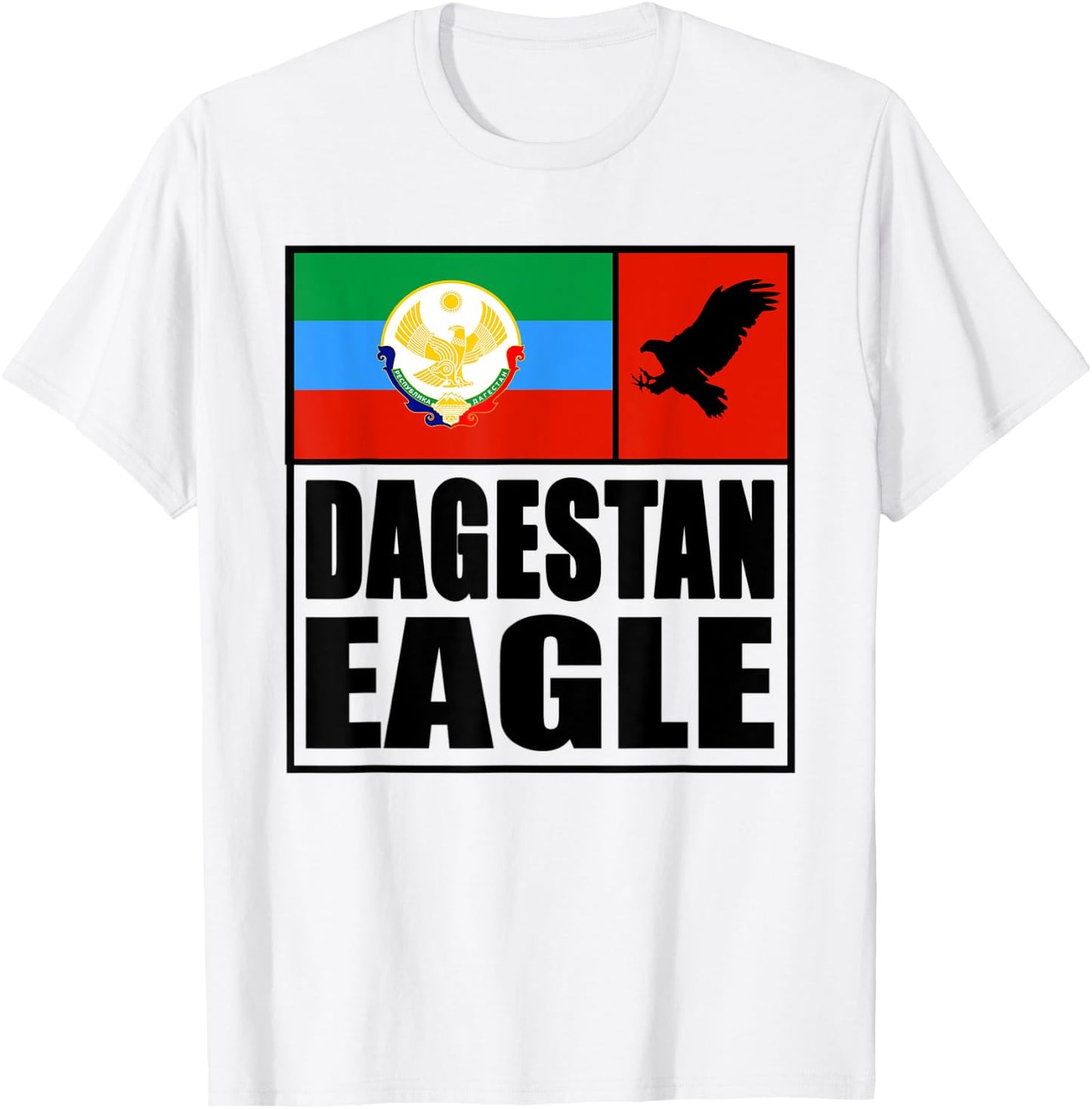 Dagestan Eagle. Proud Dagestan Fighter Wear. Dagestan Flag T-Shirt - T-Shirt | White