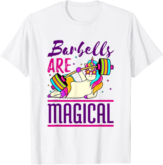 Unicorn Workout Weightlifting Barbells Fitness Gym T-Shirt - T-Shirt | White