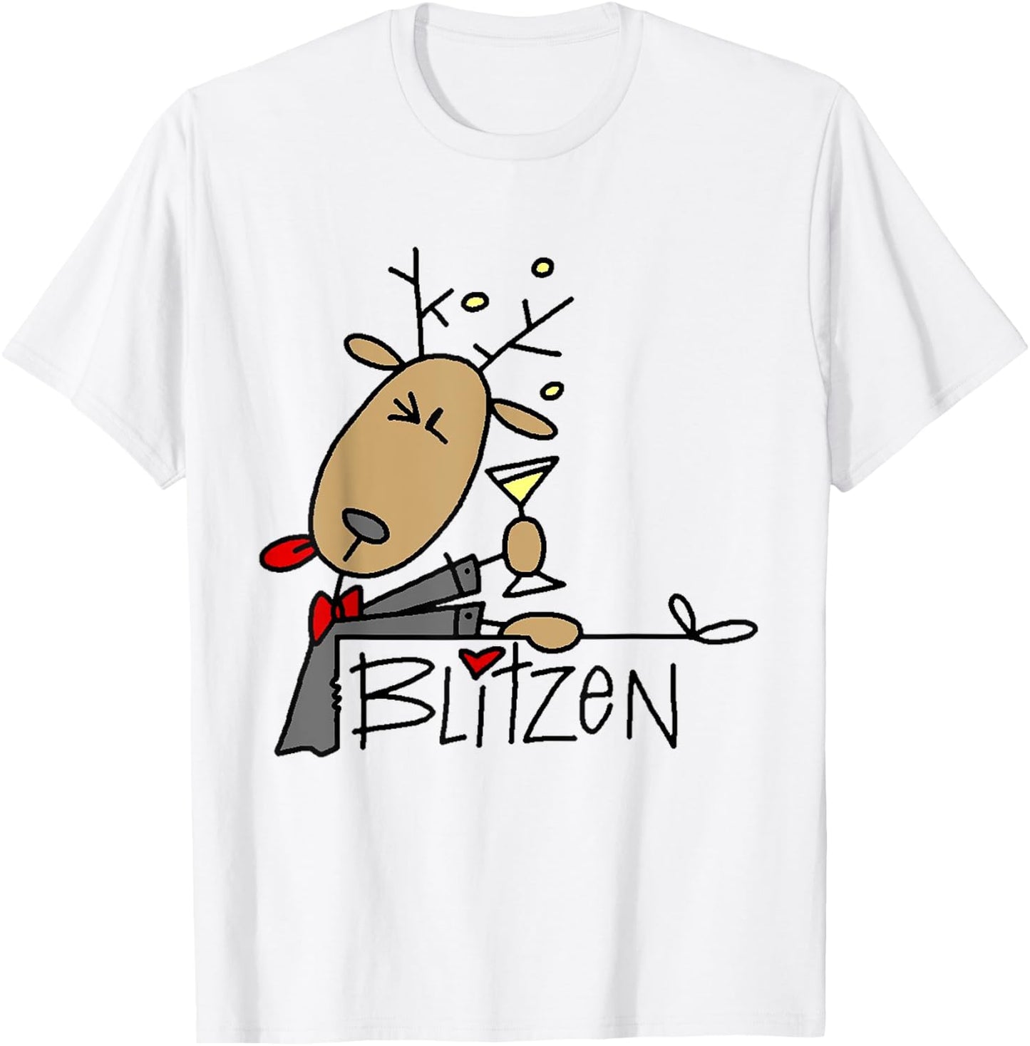 Blitzen Christmas Funny Reindeer T-Shirt - T-Shirt | White
