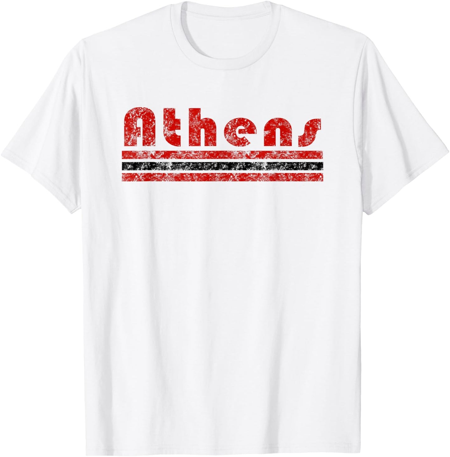 Athens Georgia Retro Three Stripe Weathered Vintage T-Shirt - T-Shirt | White
