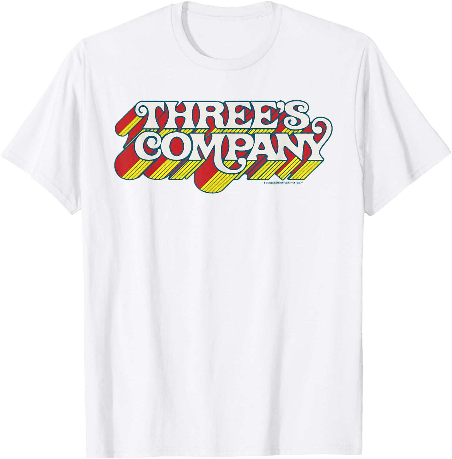 Three's Company Flying Logo Officially Licensed Retro T-Shirt - T-Shirt | White